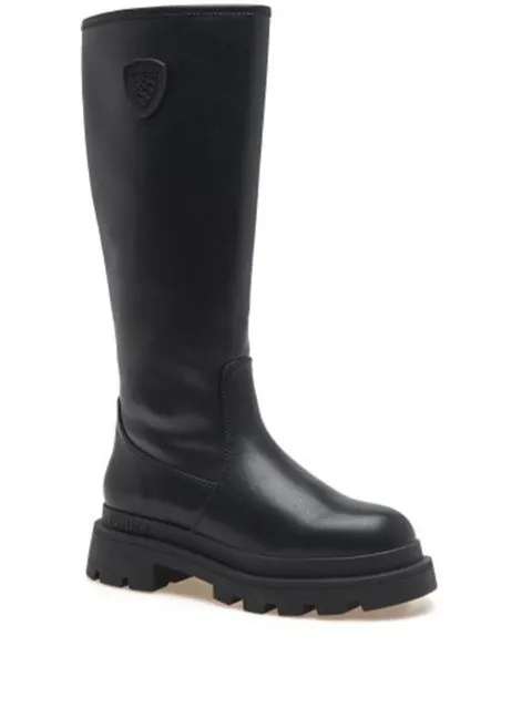 Blauer leather platform knee-high boots