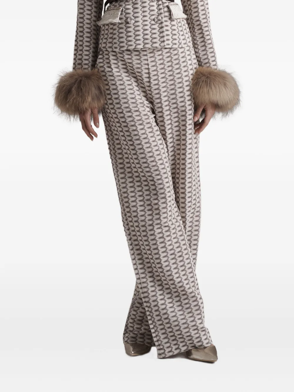 Pho® Firenze Geometric-pattern Trousers In Neutral