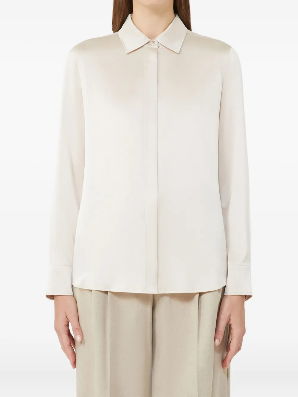 Max Mara silk long-sleeve shirt - Beige