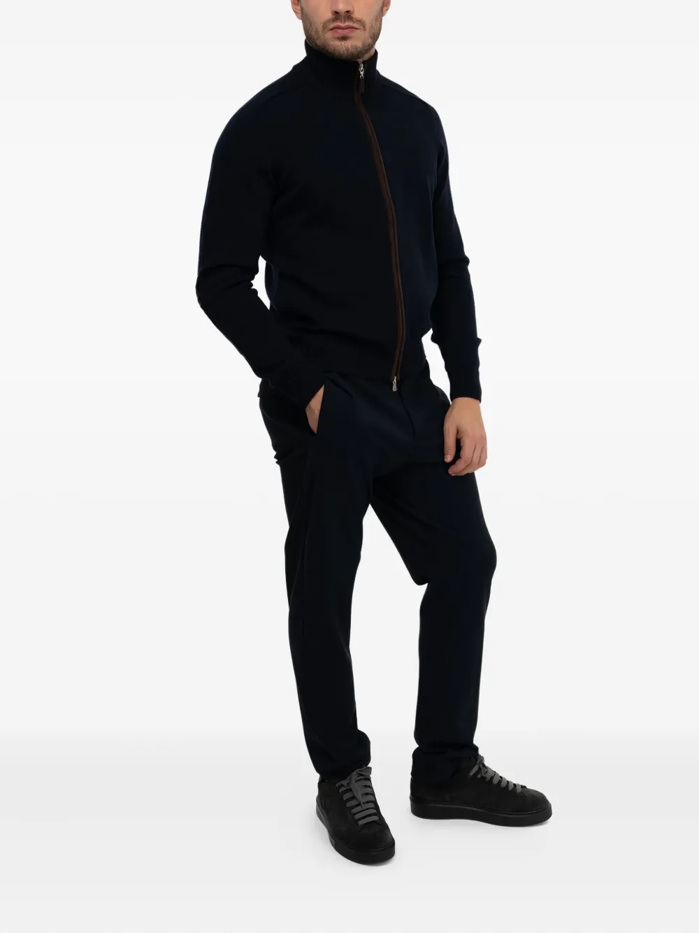 Gran Sasso Elbow-patch Wool Cardigan In Black