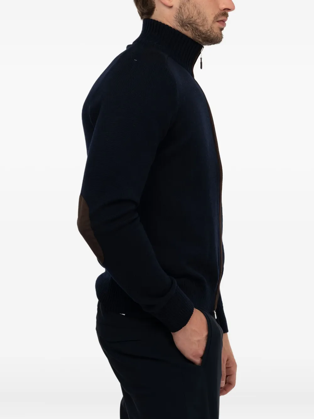 Gran Sasso Elbow-patch Wool Cardigan In Black