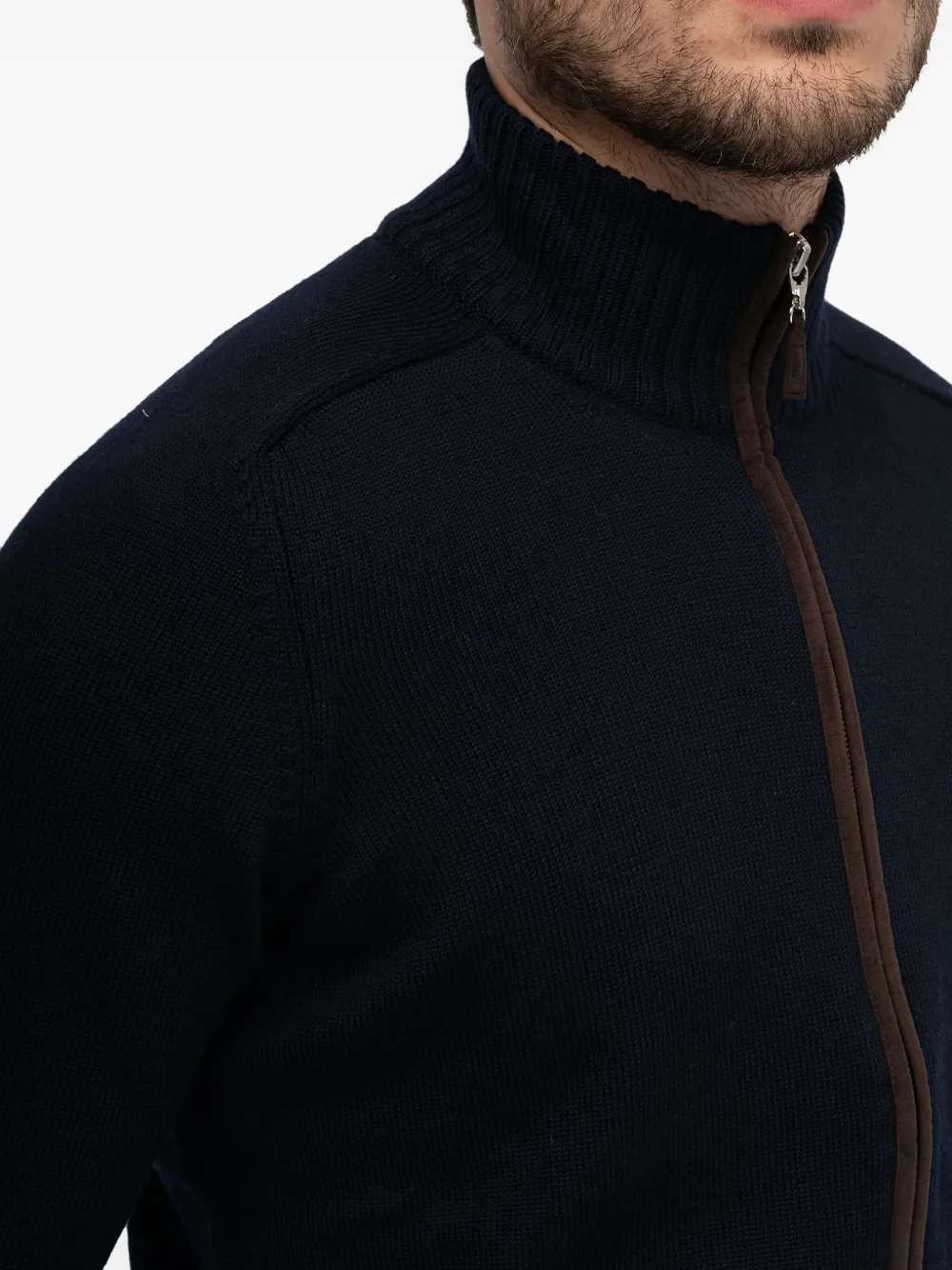 Gran Sasso Elbow-patch Wool Cardigan In Black