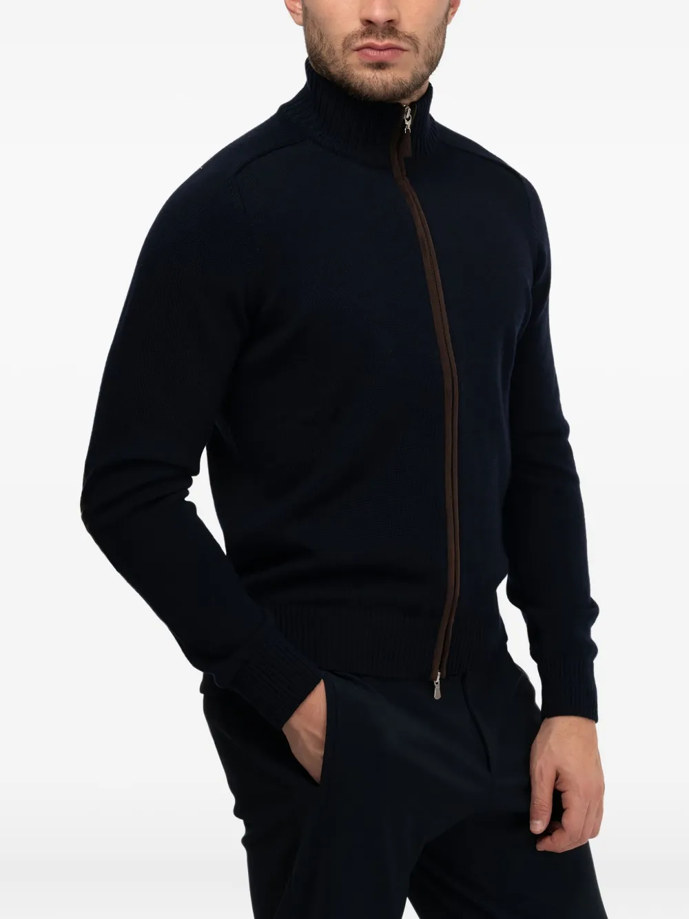Gran Sasso Elbow-patch Wool Cardigan In Black