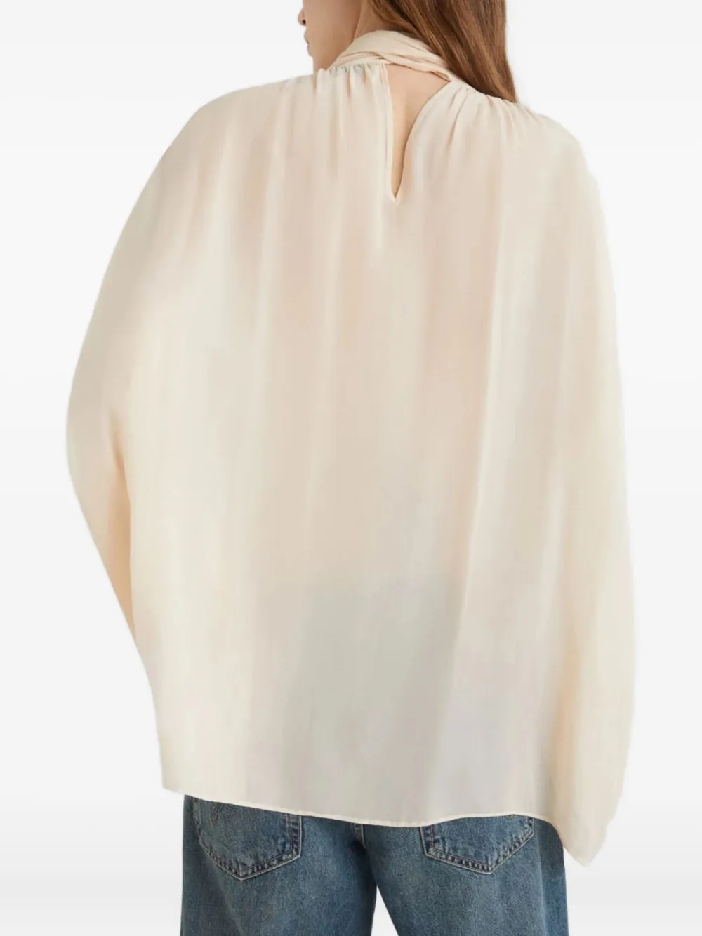 Marella Blouse met ballonmouwen en gestrikte hals Beige