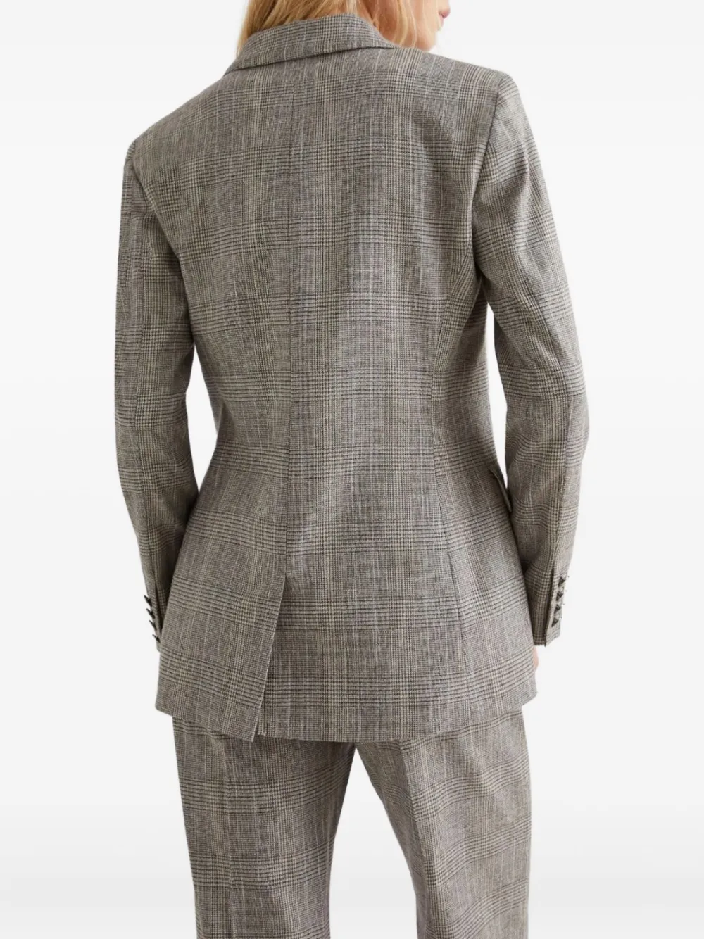 Marella Double-breasted Checked Blazer In Gray