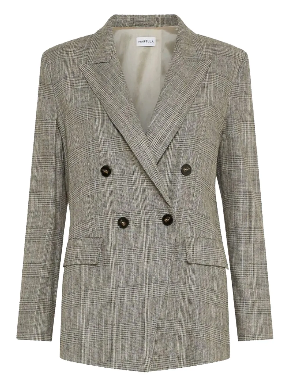 Marella double-breasted checked blazer - グレー Marella double-breasted checked blazer - グレー
