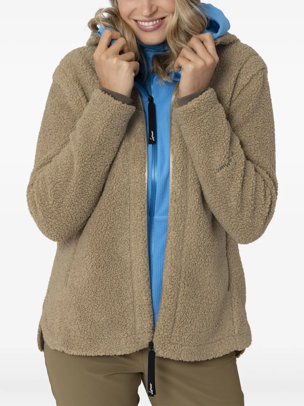 Lamunt Hooded Teddy-fleece Jacket In Brown