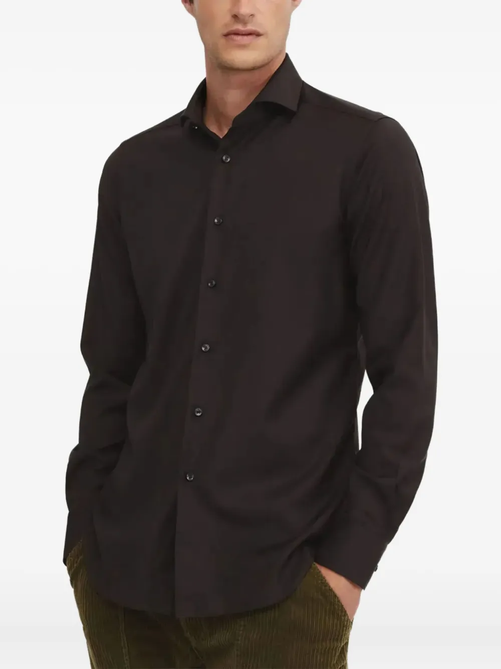 Xacus button-cuff wool shirt - Bruin