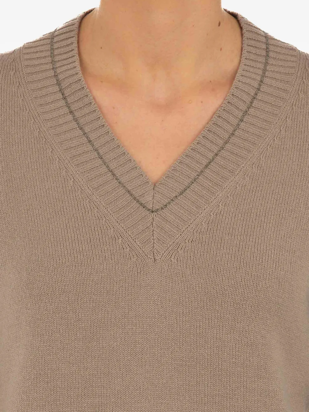 Le Tricot Perugia Sweater met V-hals Bruin