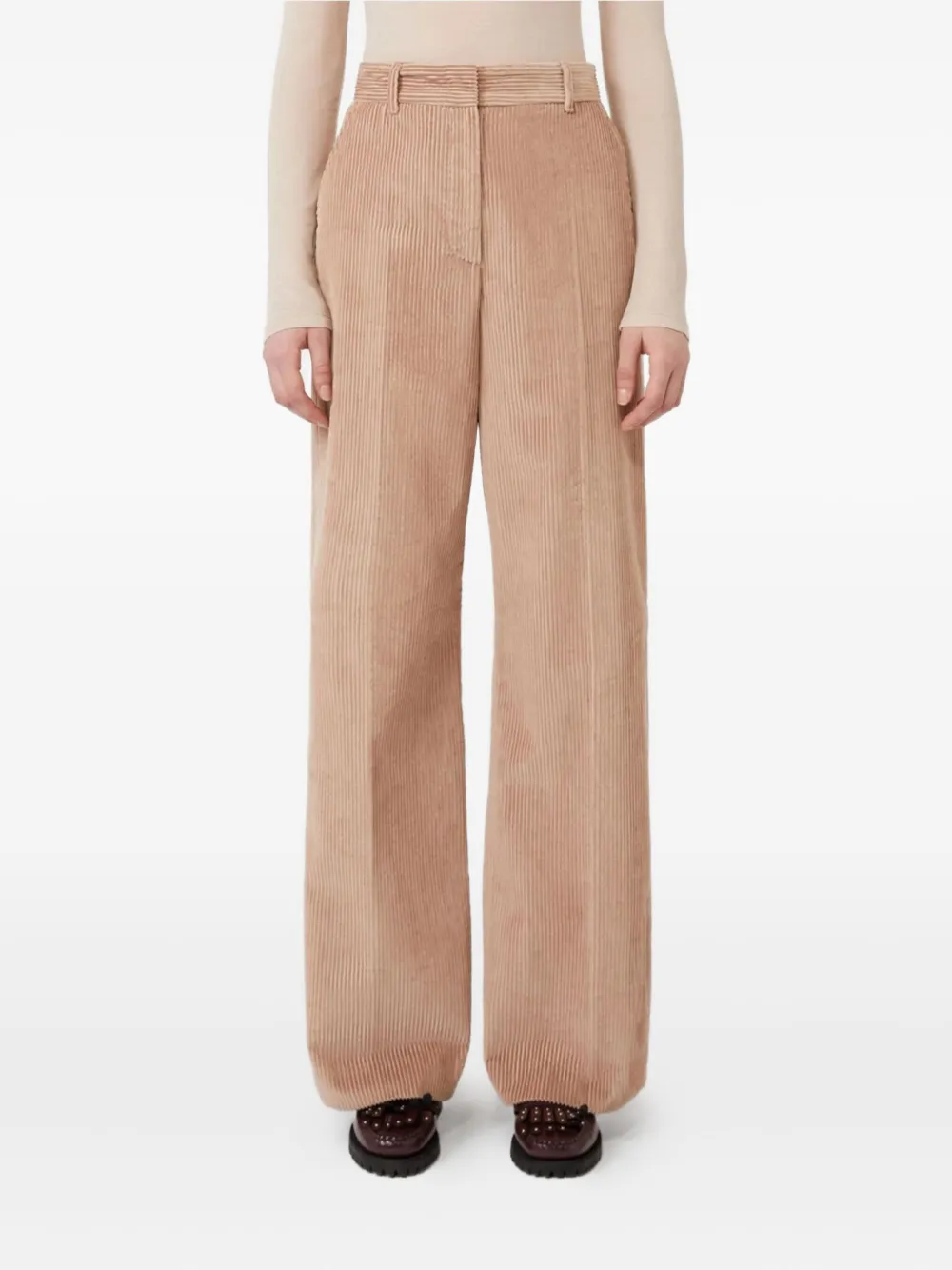 Weekend Max Mara Ribfluwelen broek met wijde pijpen - Bruin