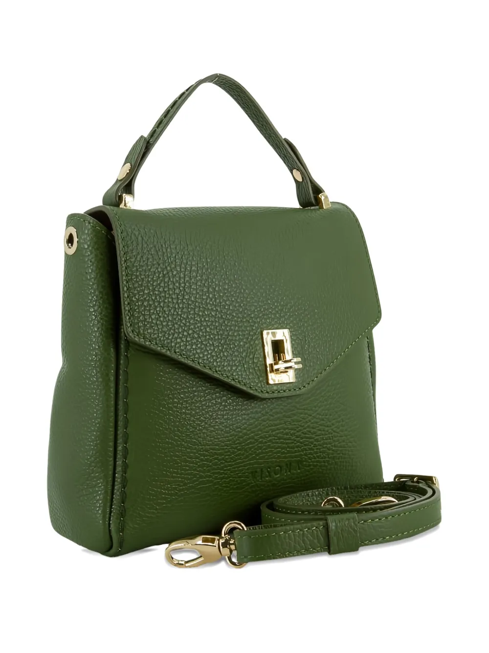 Visonà Turn-lock Leather Satchel In Green