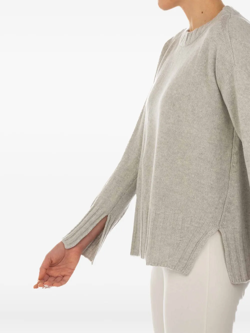 Le Tricot Perugia Ribbed-hem Wool Sweater In Gray