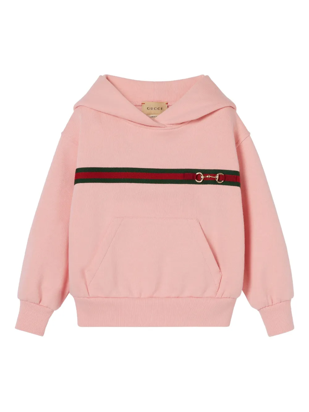 Gucci Kids horsebit striped hoodie - ピンク Gucci Kids horsebit striped hoodie - ピンク