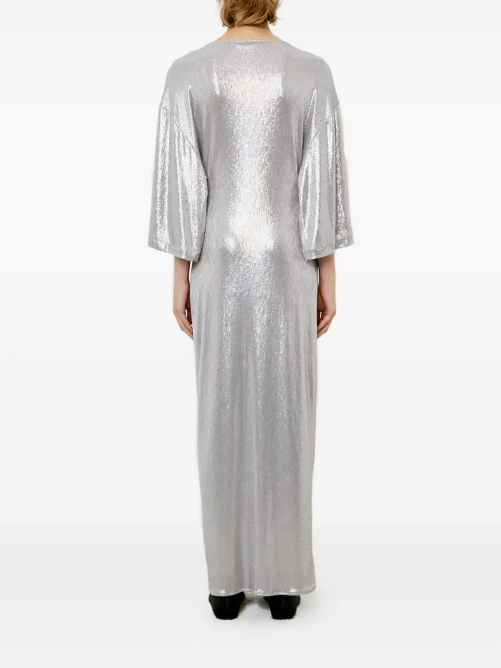 Meimeij Twist-detail Maxi Dress In Silver