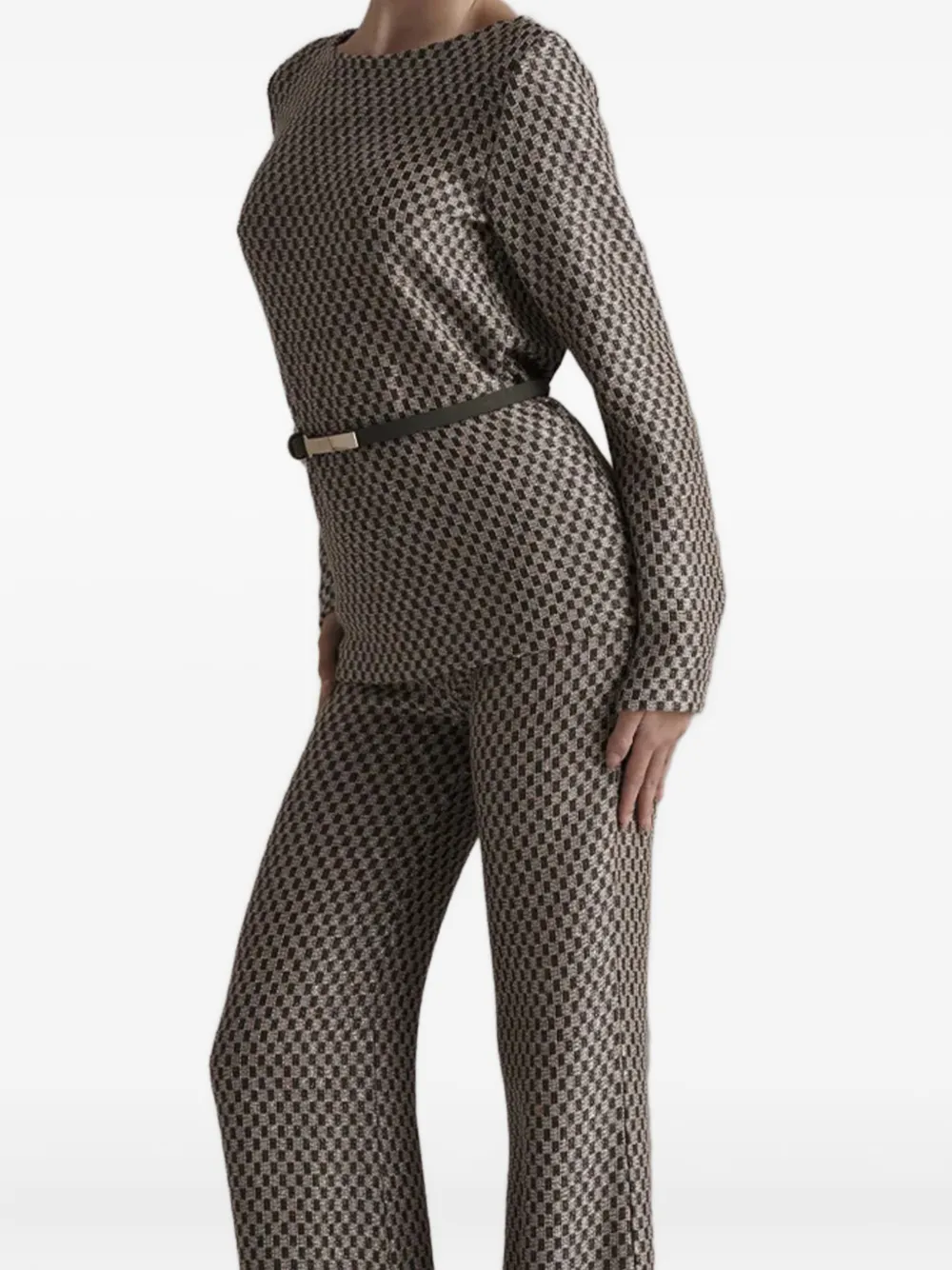 Pho® Firenze Patterned Belted Sweater In Gray