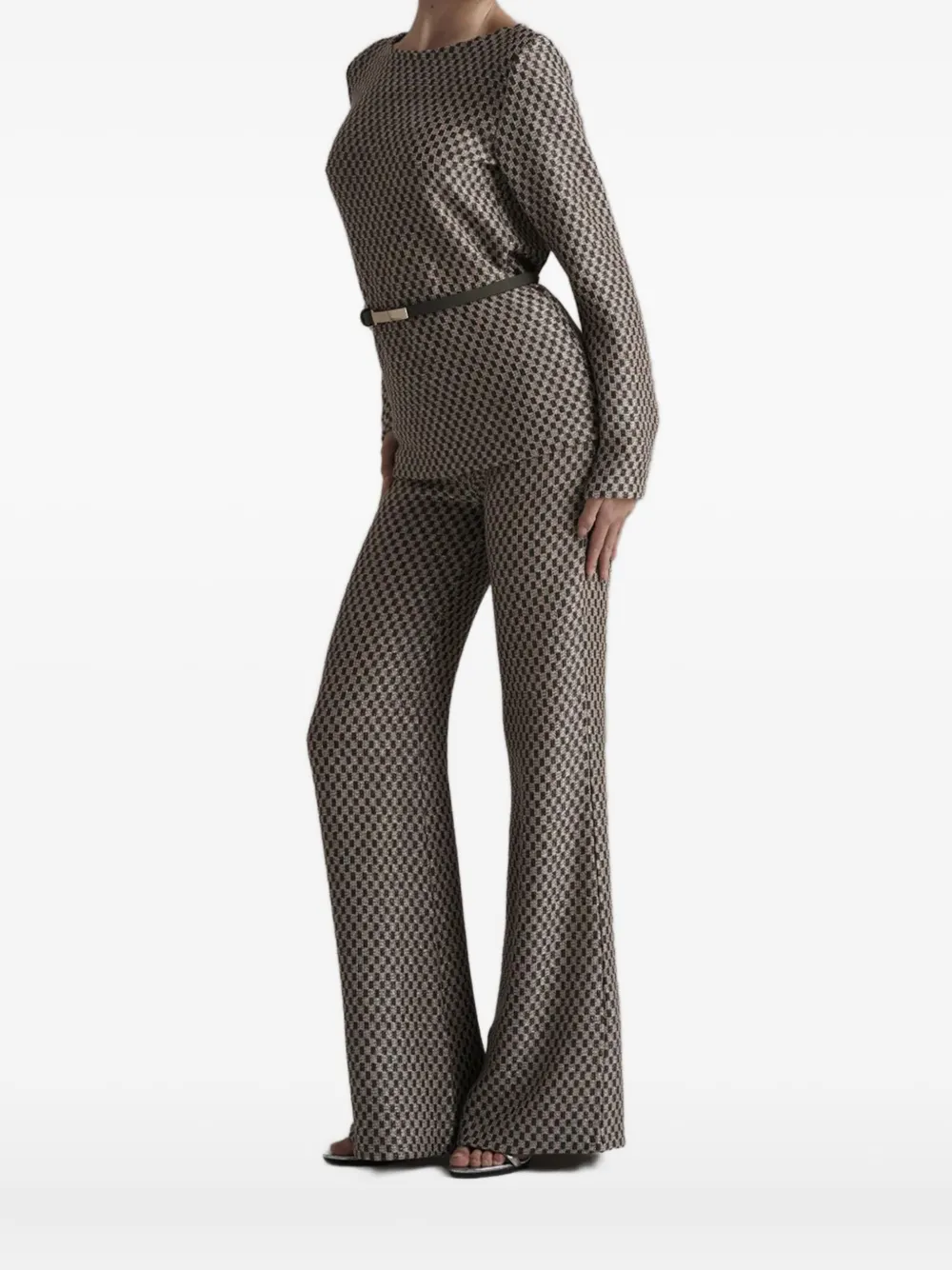 Pho® Firenze Patterned Belted Sweater In Gray