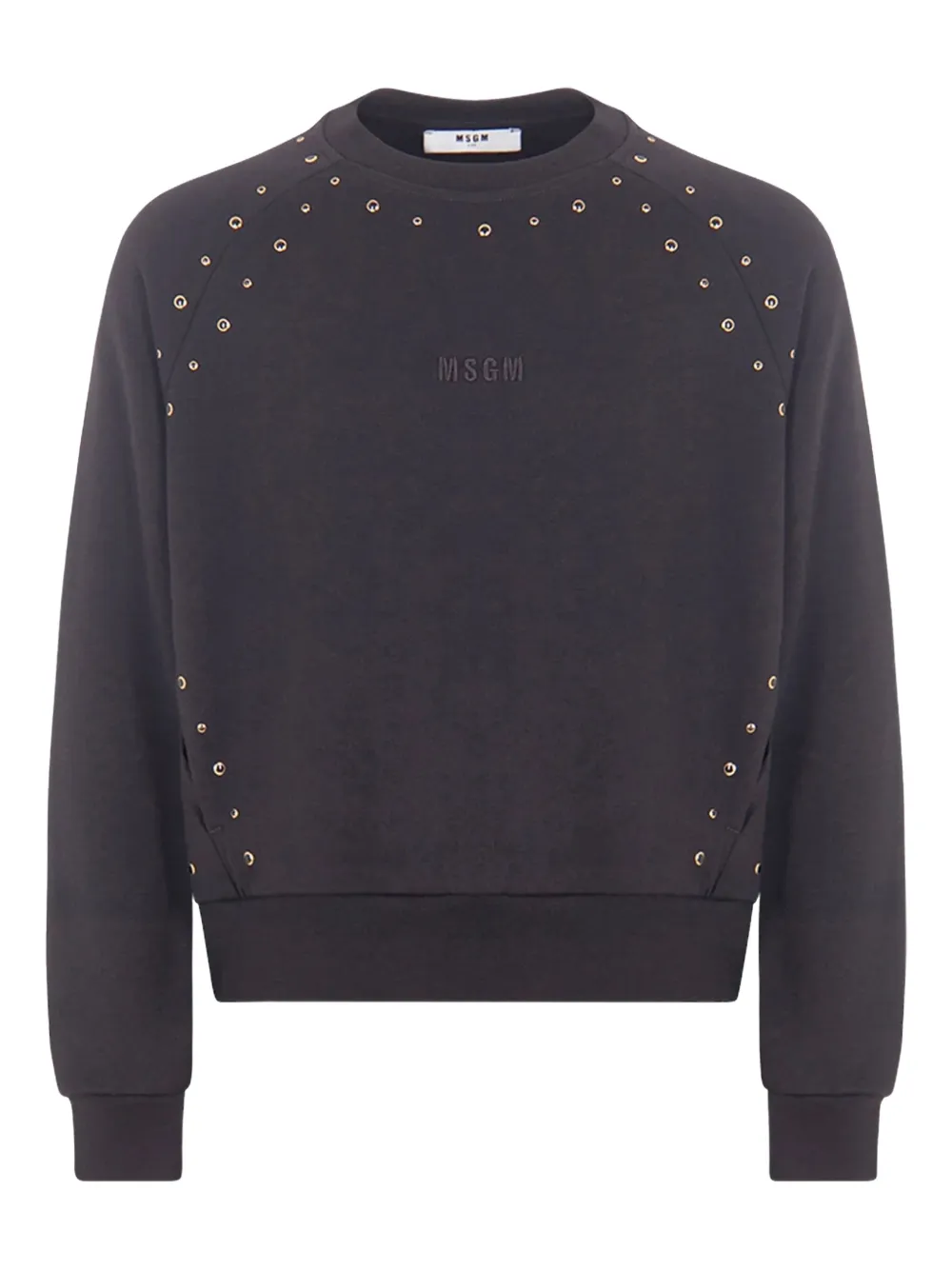 Msgm Gold-stud Embellished Sweatshirt In Green