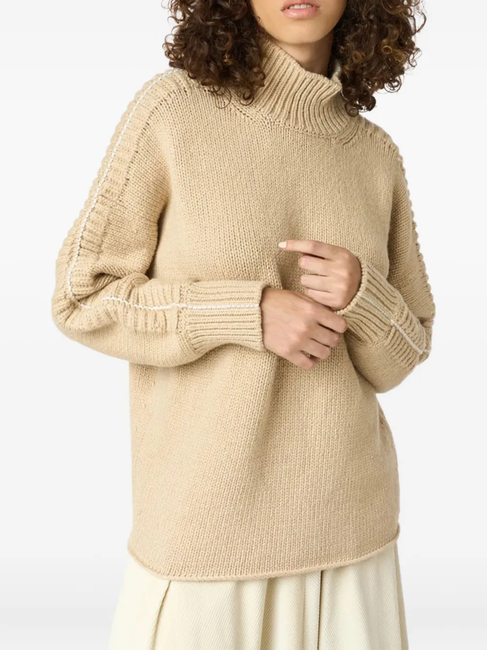 Malo turtleneck ribbed sweater - Beige