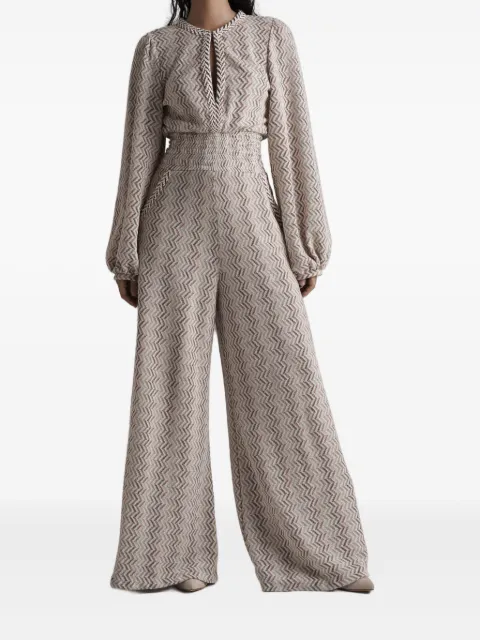 PHO FIRENZE herringbone-pattern puff-sleeve jumpsuit
