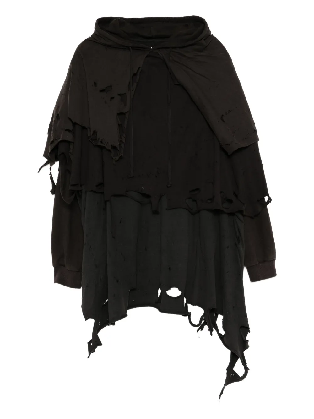 Doublet phantom frayed hoodie | Black | Image 1