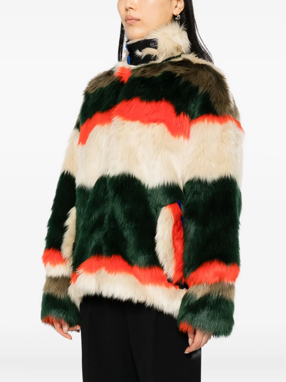 Quetsche Striped Faux-fur Jacket In Multi