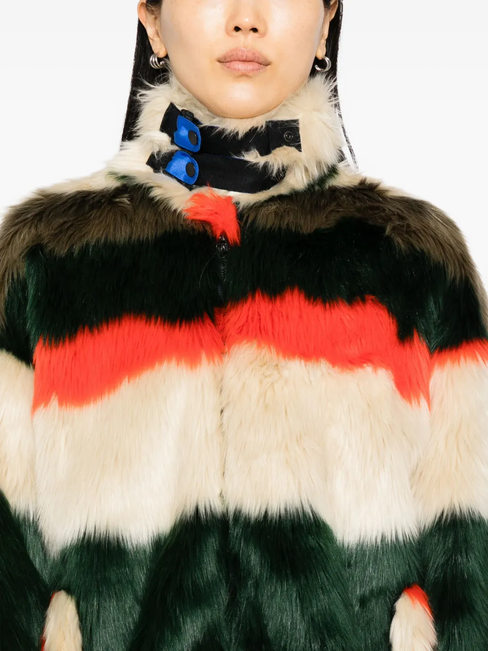 Quetsche Striped Faux-fur Jacket In Multi