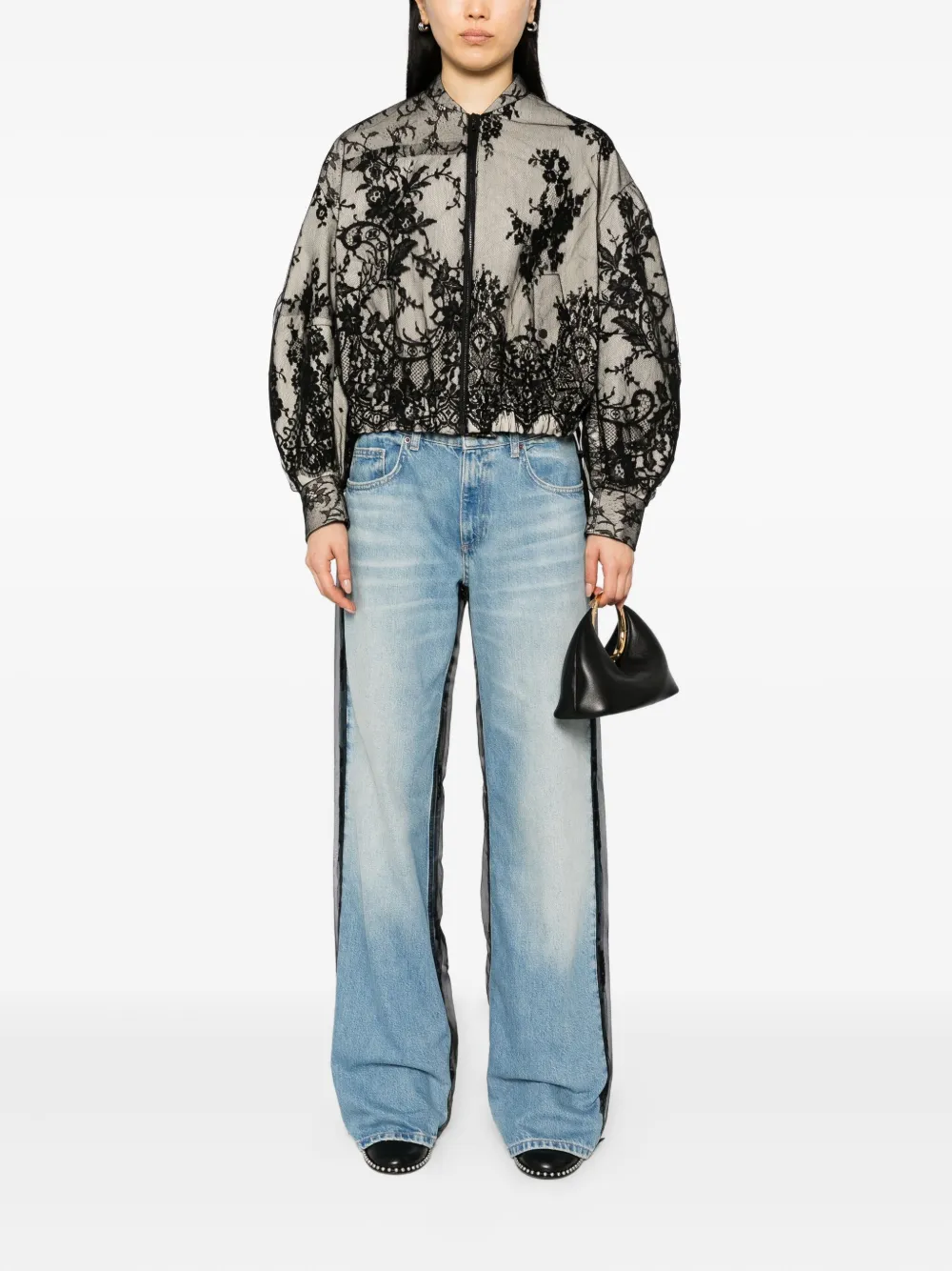 Quetsche Jeans verfraaid met kant - Blauw