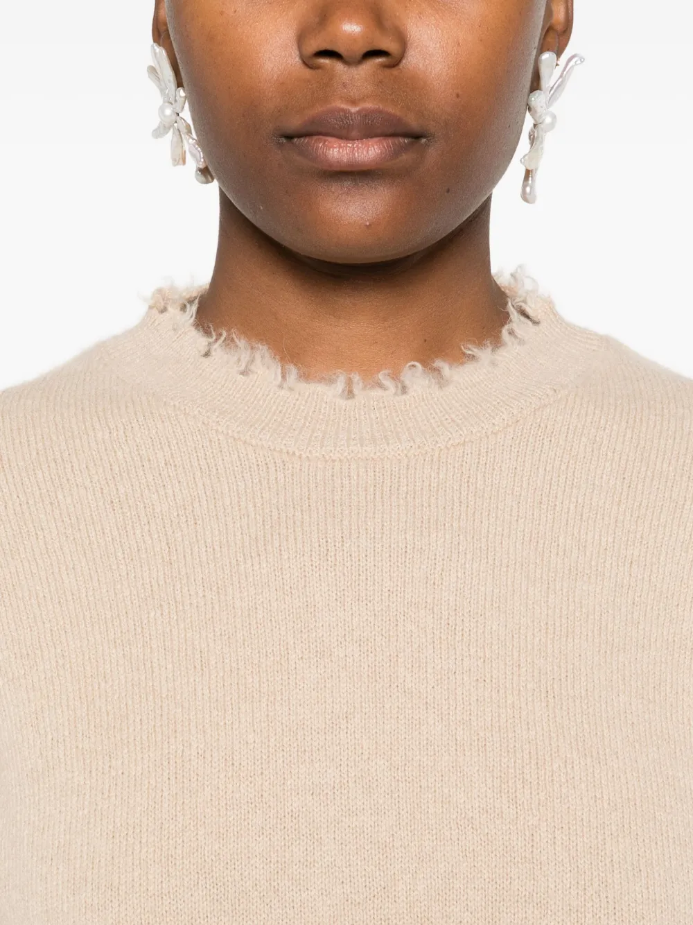 Antonelli Frayed-hem Cashmere Sweater In Neutral