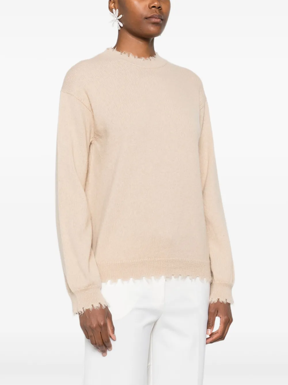 Antonelli Kasjmier trui met franje Beige