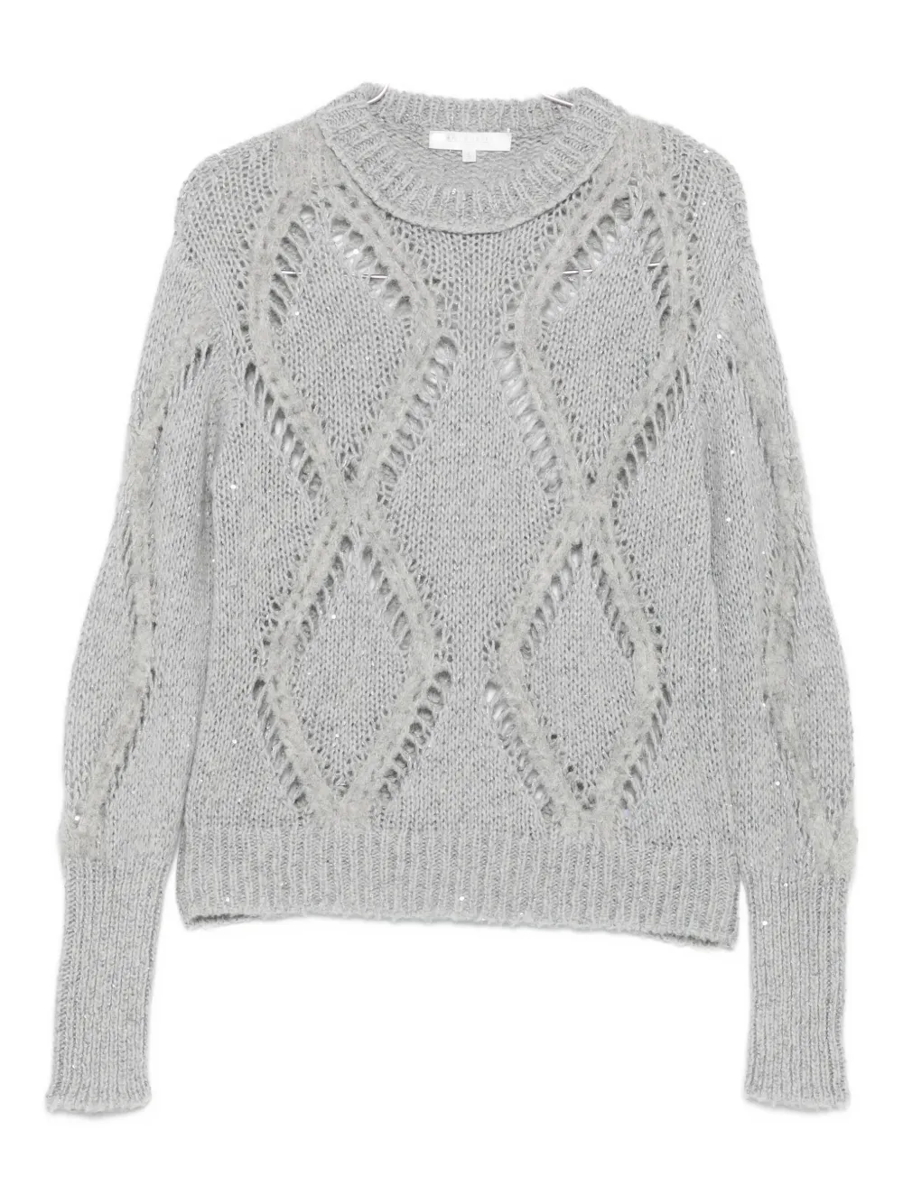 Antonelli Sequin-embellished Diamond-pattern Sweater In Gray