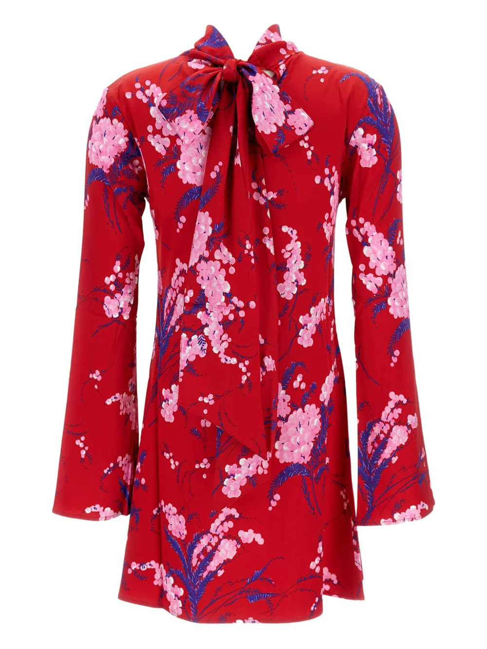DES PHEMMES floral-print bow mini dress - レッド DES PHEMMES floral-print bow mini dress - レッド
