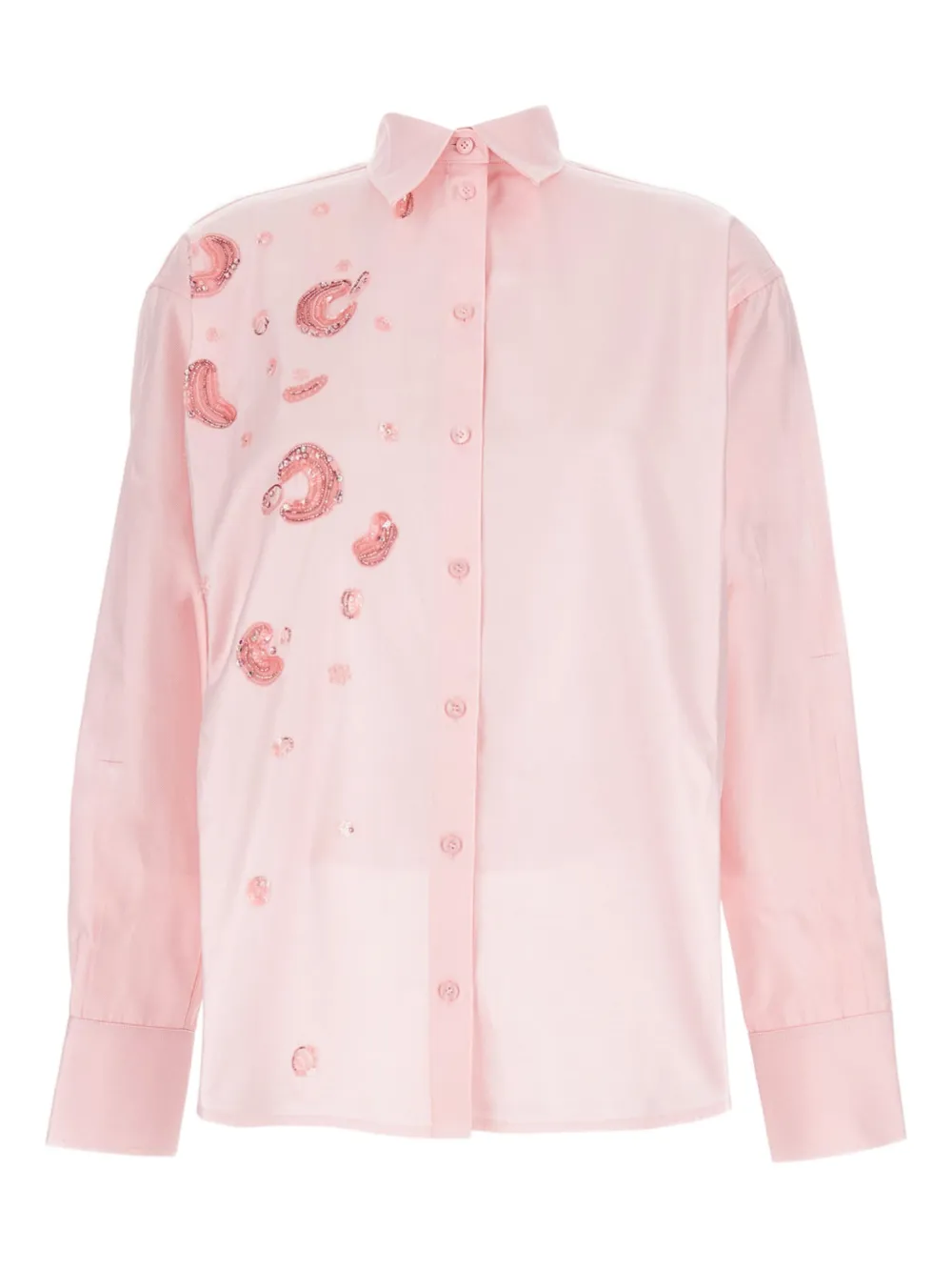 DES PHEMMES crystal-embellished button-front shirt - ピンク DES PHEMMES crystal-embellished button-front shirt - ピンク
