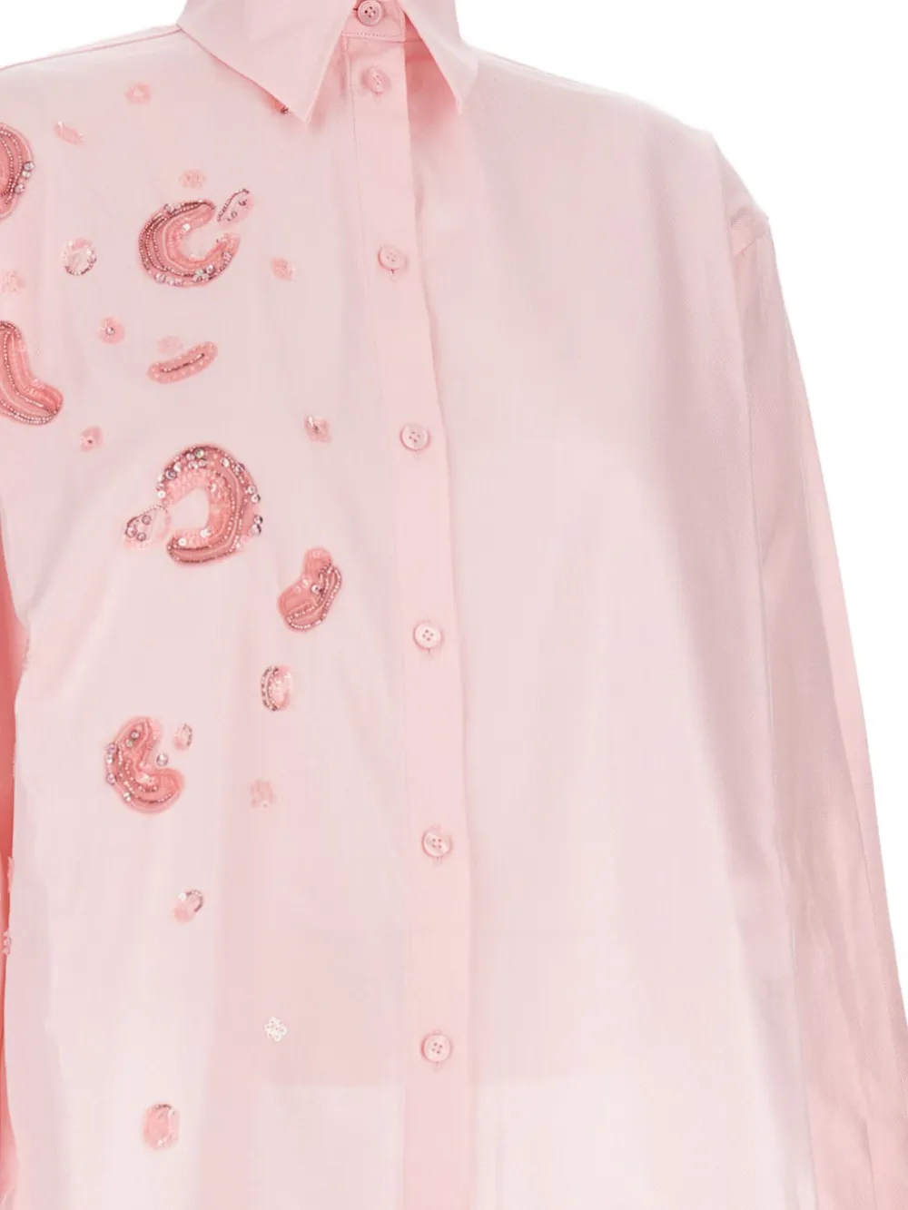 DES PHEMMES Blouse verfraaid met kristallen en knopen Roze