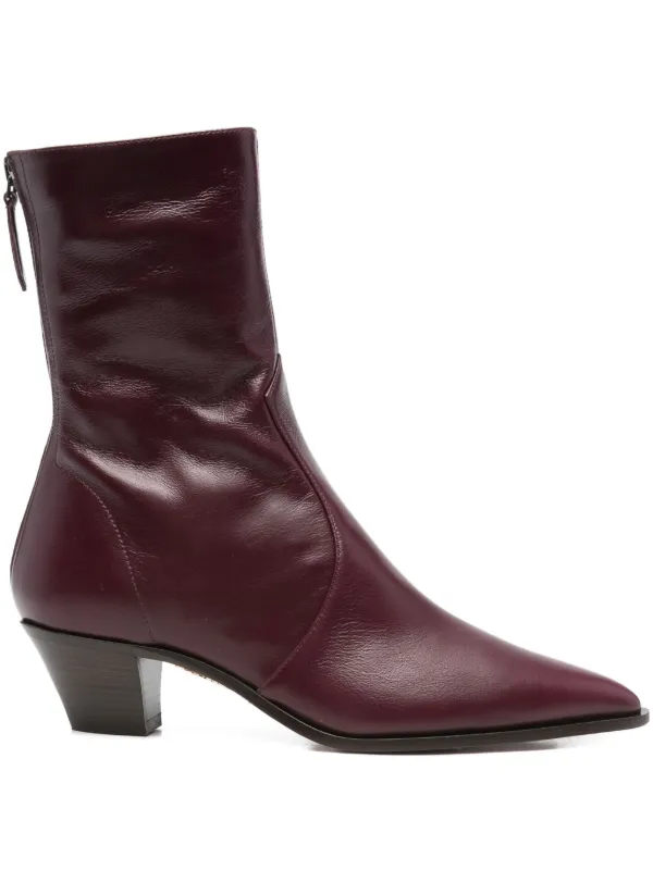 Aquazzura 45mm Pointed-toe Zip Boots in Red