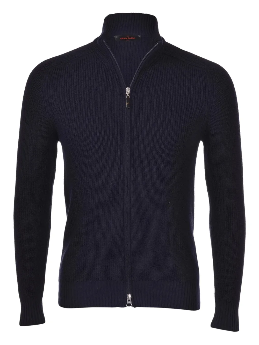 Gran Sasso Ribbed Zip-up Cardigan In Blue