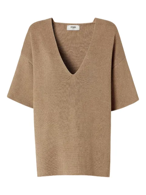 FENDI embroidered V-neck top