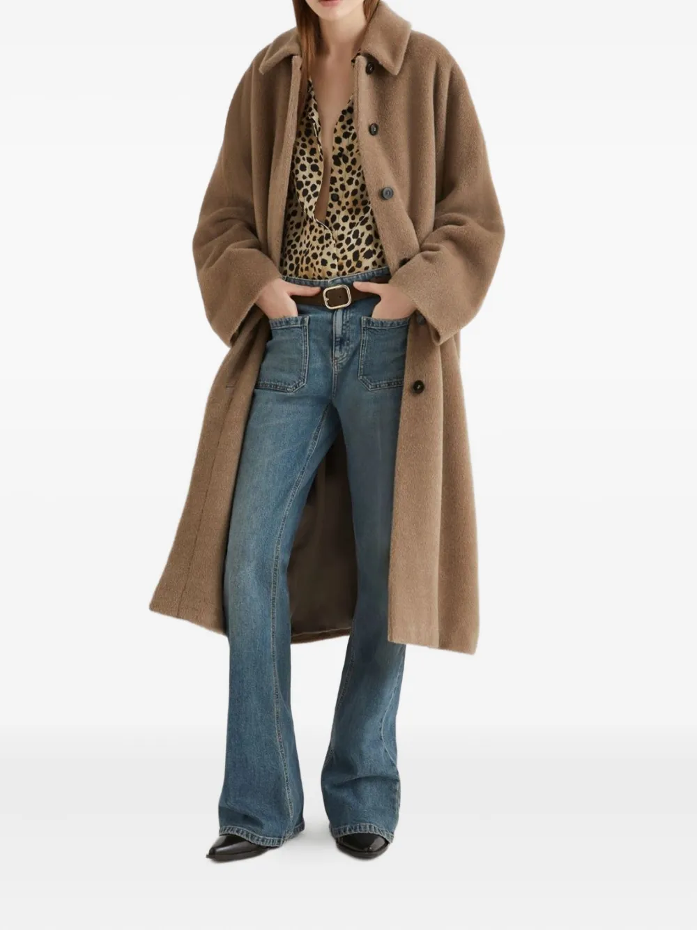 Marella Single-breasted Coat In Brown