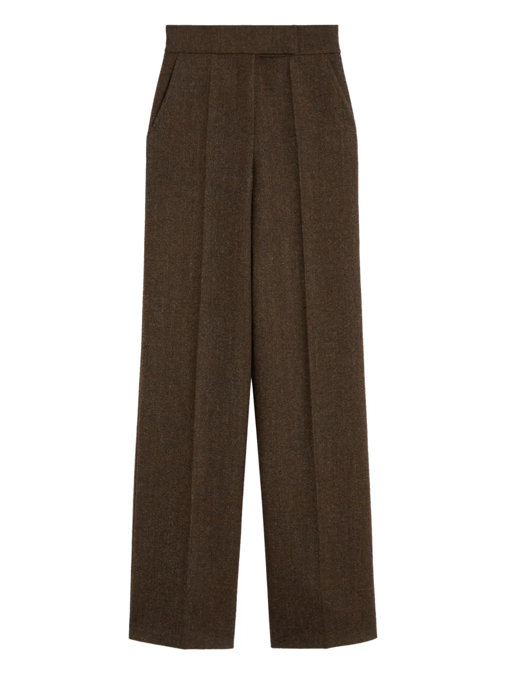 Max Mara High Waist Wide Leg Trousers With Pleats In Brown
