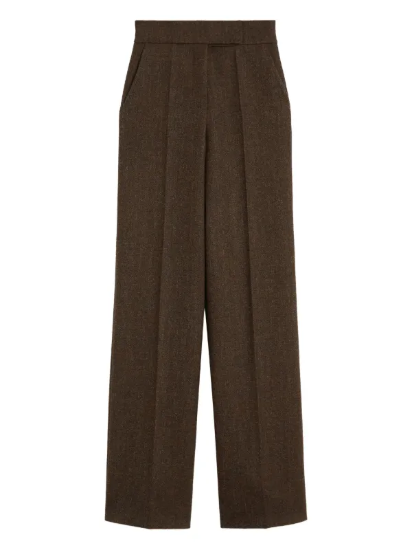 Max Mara Pleated Wide-leg Trousers in Brown