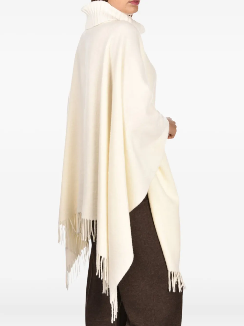 Gran Sasso Poncho met franje Wit