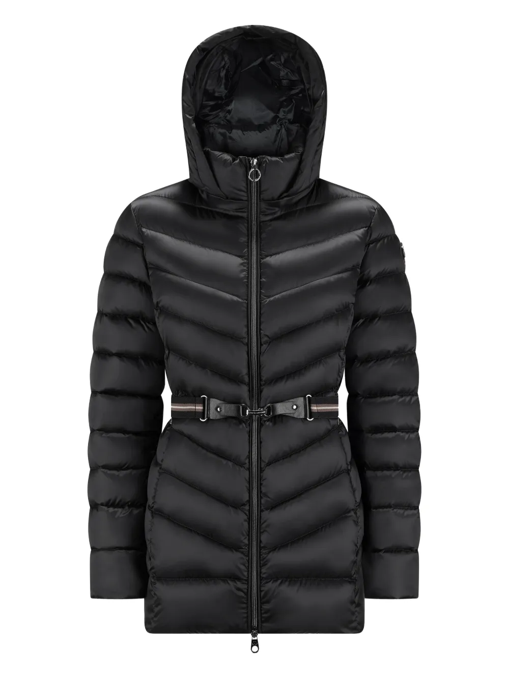 Cape Horn Hooded Belted Puffer Jacket In Black