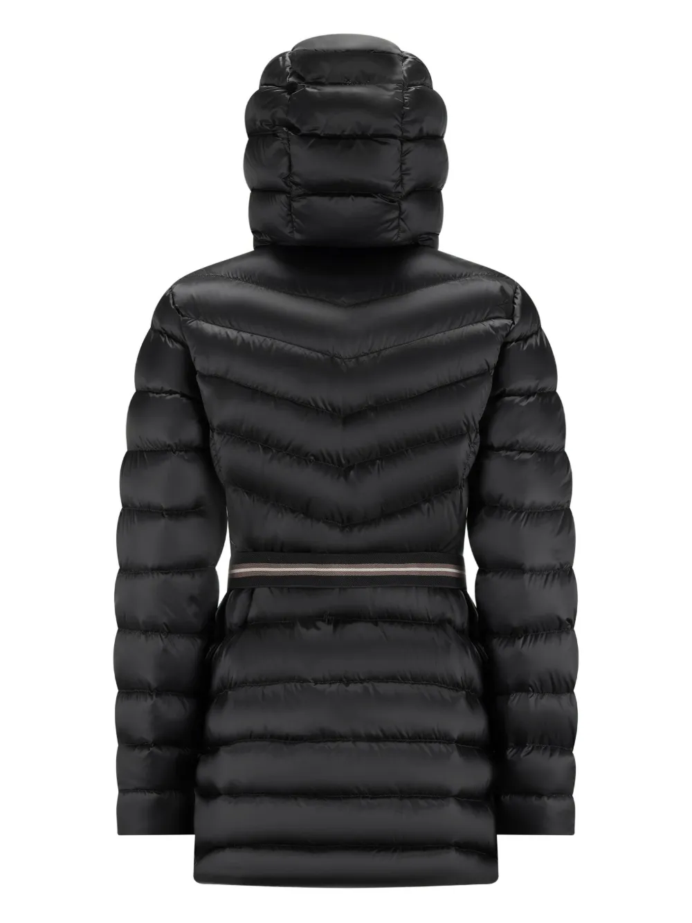 Cape Horn Hooded Belted Puffer Jacket In Black