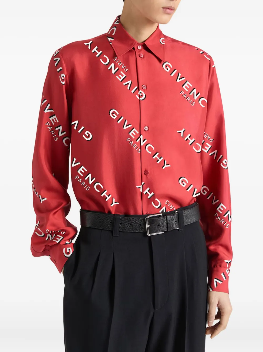 Givenchy Shadow Printed Shirt In Silk In Red