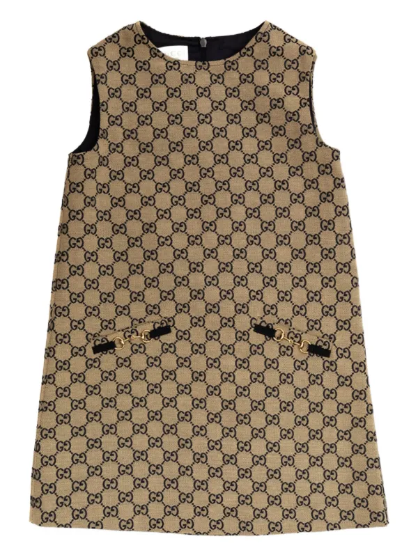 GUCCI 女の子ノースリーブワンピース　110 Gucci Kids GGパターン ノースリーブワンピース | ニュートラル