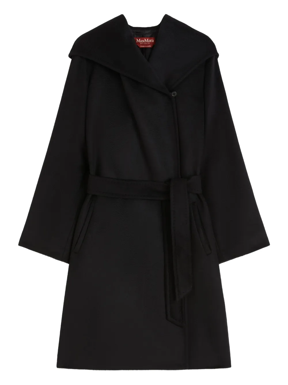 Max Mara フーデッド ベルテッドコート - ブラック Max Mara フーデッド ベルテッドコート - ブラック