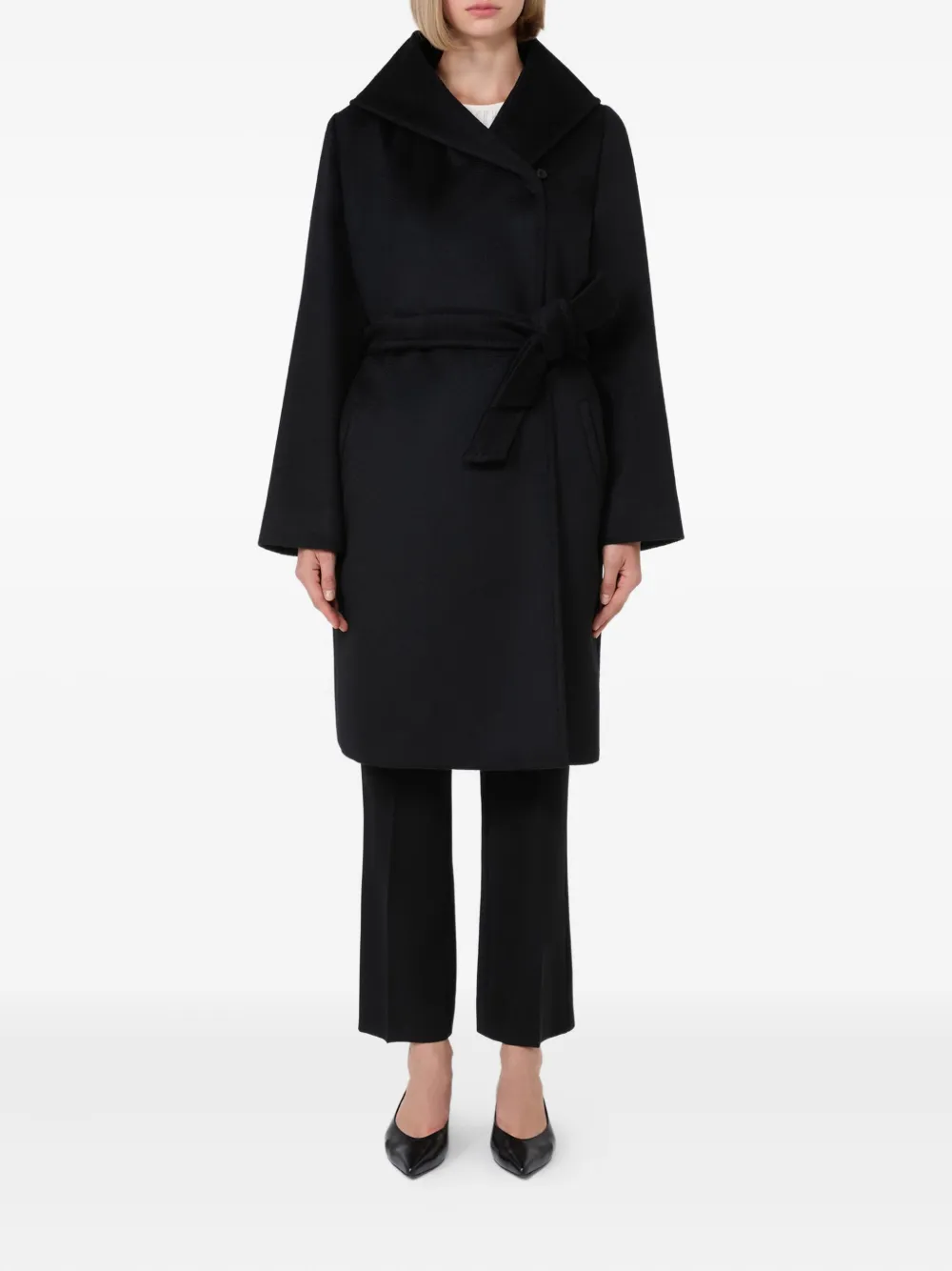 Max Mara hooded belted coat - Zwart