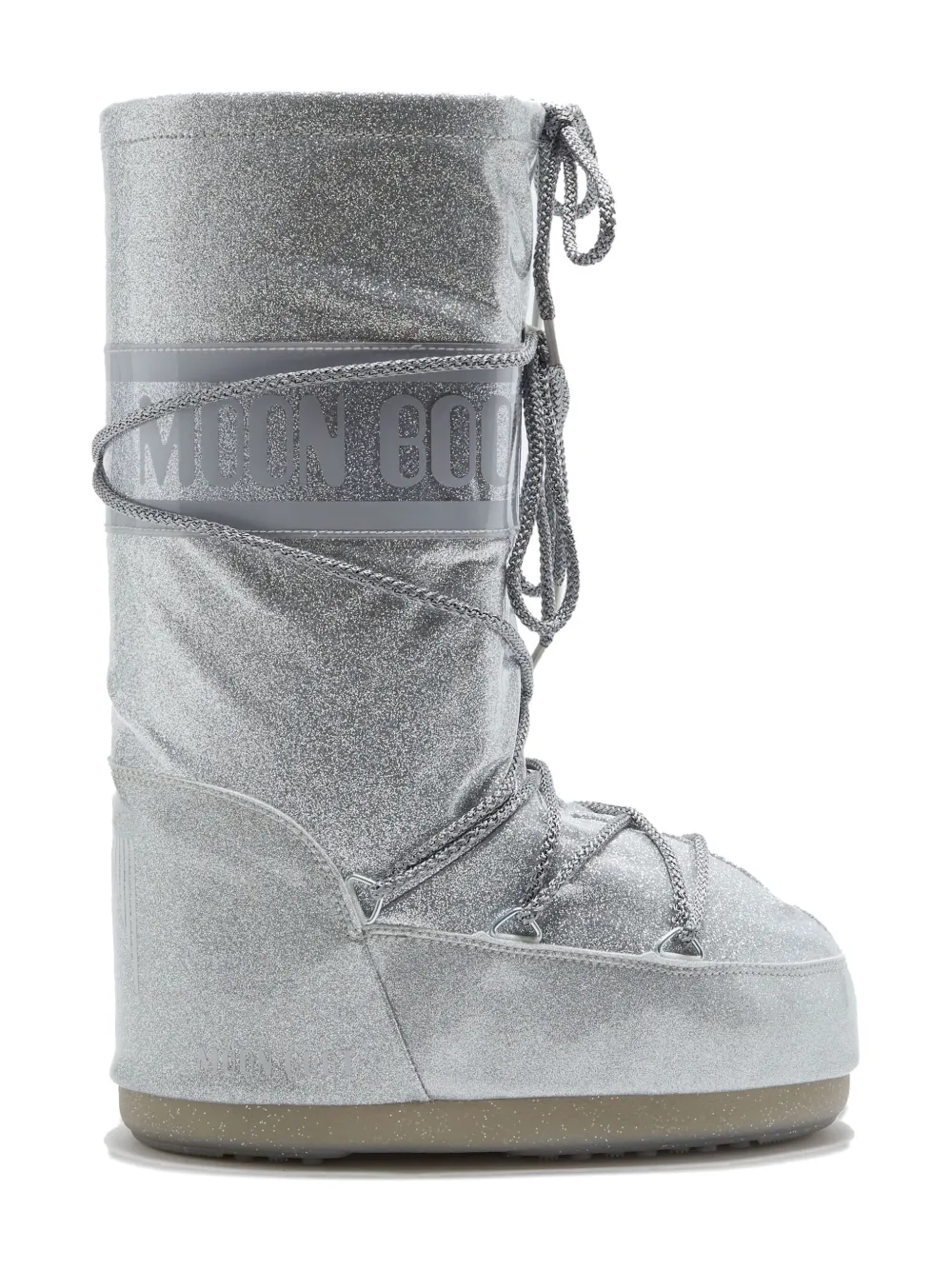 Moon Boot Glitter-embellishment Lace-up Boots In Silver