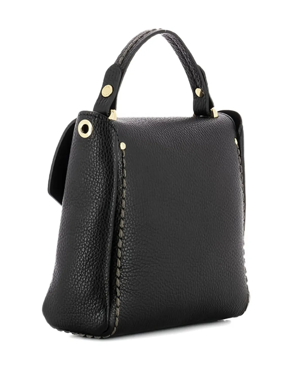 Visonà Twist-lock Leather Tote Bag In Black