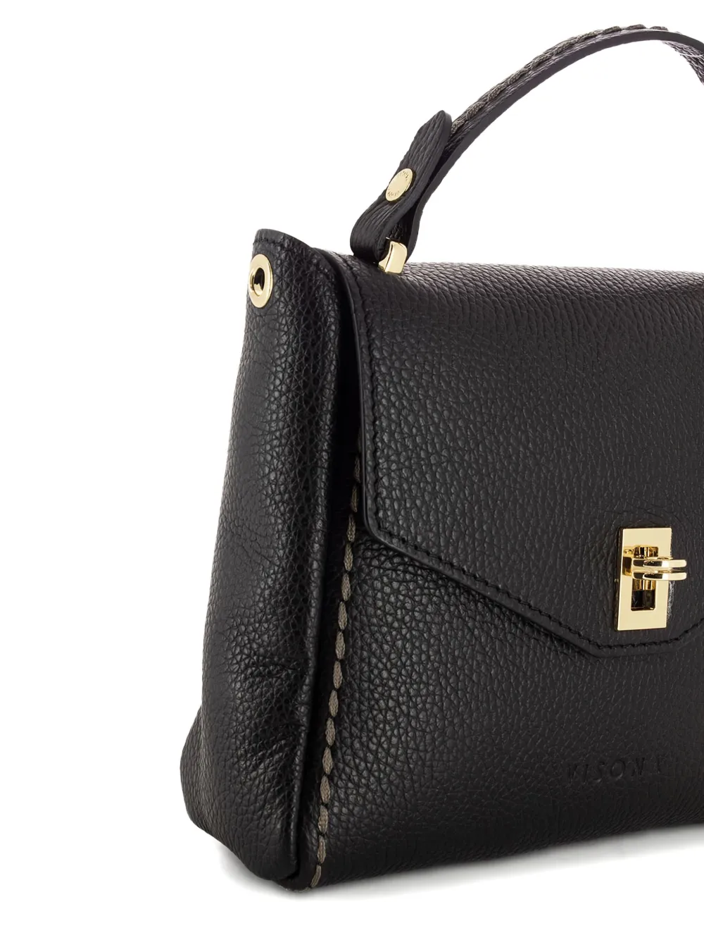 Visonà Twist-lock Leather Tote Bag In Black