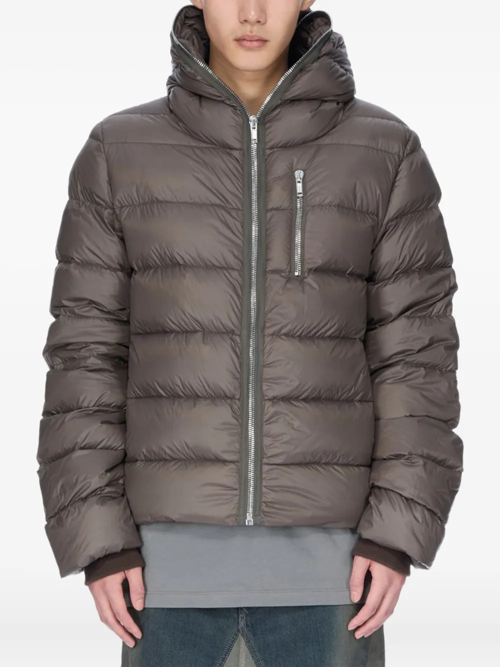 Rick Owens hooded puffer jacket | Brown | Image 1